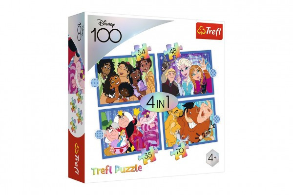 Puzzle 4 w 1 Happy Disney World 28,5x20,5cm w pudełku 28x28x6cm