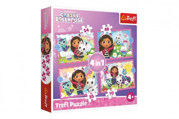 Puzzle 4v1 Gabbyina dobrodružství/Gabby´s Dollhouse  28,5x20,5cm v krabici 28x28x6cm
