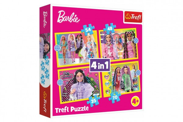 Puzzle 4w1 Happy World Barbie 28,5x20,5cm w pudełku 28x28x6cm