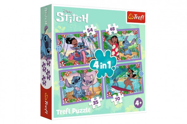 Puzzle 4 w 1 Szalony dzień Lilo&Stitch w pudełku 28x28x6cm