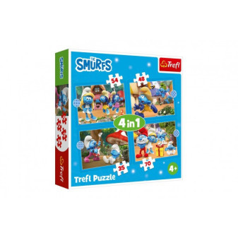 Puzzle 4v1 Šmoulové 28,5x20,5cm v krabici 28x28x6cm
