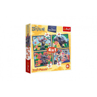 Puzzle 4v1 Život ve Šmoulí vesnici 28,5x20,5cm v krabici 28x28x6cm