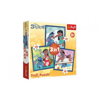 Puzzle 3v1 Lilo&Stitch - Čas se Stitchem 20x19,5cm v krabici 28x28x6cm