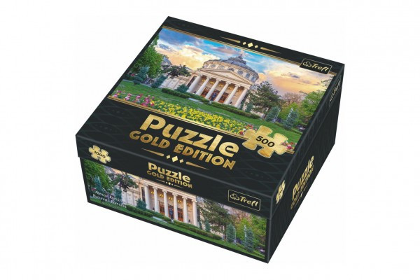 Puzzle Rumuńskie Atheneum, Bukareszt, Rumunia - Złota Edycja 500 elementów 48x34cm w pudełku 26x26x10