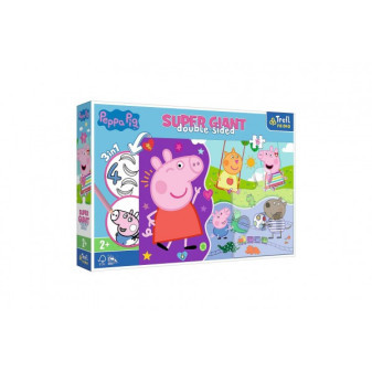 Puzzle 3v1 GIANT oboustranné 15 dílků Prasátko Peppa/Peppa Pig 60x40cm v krabici 40x27x6cm 24m+