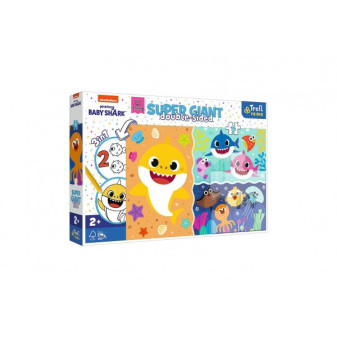 Puzzle 3v1 GIANT oboustranné 15 dílků Malý žralok/Baby Shark 60x40cm v krabici 40x27x6cm 24m+