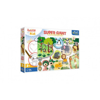Puzzle 3v1 GIANT oboustranné 15 dílků Děti na farmě/Děti a medvěd 60x40cm v krabici 40x27x6cm 24