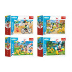 Minipuzzle 54 dílků Mickey Mouse Disney/ Den s přáteli 4 druhy v krabičce 9x6,5x4cm 40ks v boxu