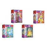 Minipuzzle Krásné princezny/Disney Princess 54dílků 4 druhy v krabičce 6x9x4cm