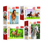 Minipuzzle 54 dílků Koně 4 druhy v krabičce 9x6,5x4cm 40ks v boxu