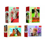 Minipuzzle 54 sztuk Zwierzęta - niemowlęta 4 gatunki w pudełku 9x6,5x4cm 40 sztuk w pudełku