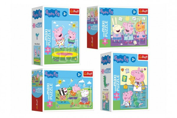 Mini puzzle miniMaxi 20 sztuk Świnka Peppa/Świnka Peppa 4 rodzaje w pudełku 11x8cm 24 sztuki w pudełku