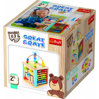 Kostka edukační dřevěná Wooden Toys v krabici 21x21x21cm 2+