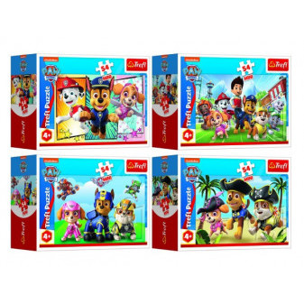 Mini puzzle 54 elementy Psi Patrol 4 rodzaje w pudełku 9x6x3cm 40 sztuk w pudełku