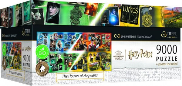 Puzzle Harry Potter Domy v Bradavicích 9000 dílků + plakát v krabici 45x24x21cm