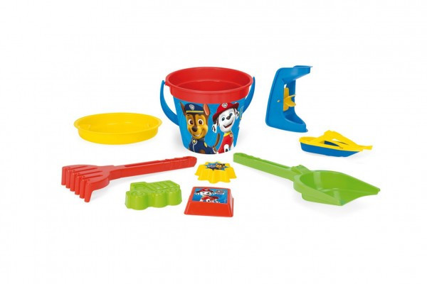 Súprava na piesok 9ks plast Paw Patrol/Tlapková patrola v sieťke 23x35x21cm 12m+ Wader
