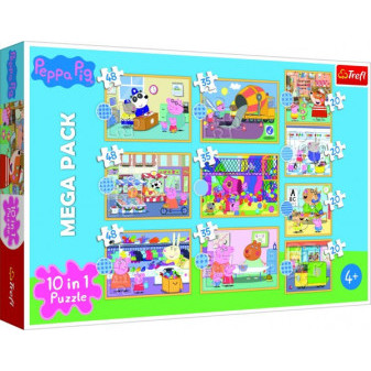 Puzzle 10v1 Prasátko Peppa/ Peppa Pig v krabici 40x27x6cm