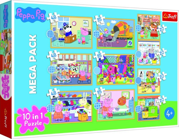 Puzzle 10v1 Prasátko Peppa/ Peppa Pig v krabici 40x27x6cm