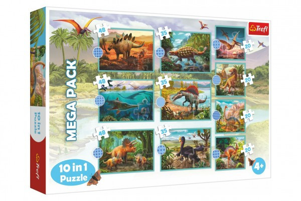 Puzzle 10v1 Zoznámte sa so všetkými dinosaurami v krabici 40x27x6cm