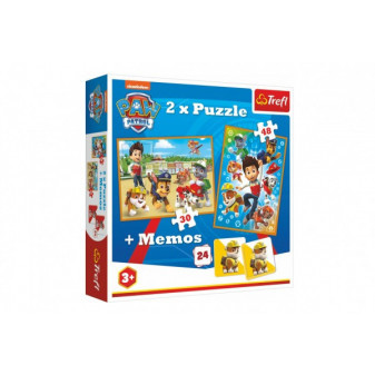Puzzle 2v1 + pexeso Paw Patrol/Tlapková patrola 27,5x20,5cm v krabici 28x28x6cm