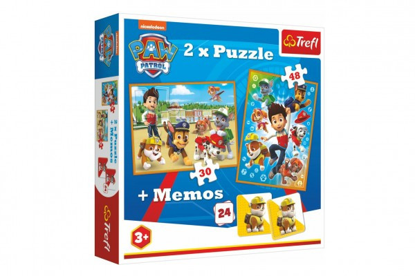 Puzzle 2v1 + pexeso Paw Patrol/Tlapková patrola 27,5x20,5cm v krabici 28x28x6cm