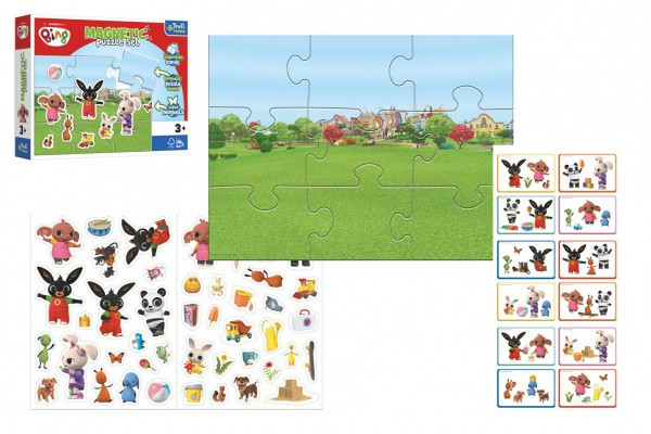 Puzzle magnetické s doplnkami Zajačik Bing s priateľmi v krabici 29x22x5cm