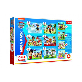 Puzzle Paw Patrol Tlapková Patrola 10v1 Spoľahlivý tím v krabici 40x27x6cm