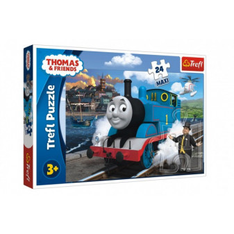 Puzzle maxi 24 dílků Mašinka Tomáš-Tomášův šťastný den 60x40cm v krabici 21x14x4cm