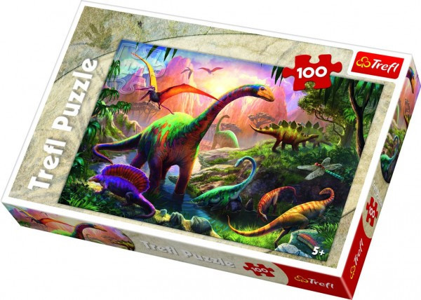 Puzzle Dinosaury 100 dielikov 41x27, 5cm v krabici 29x20x4cm