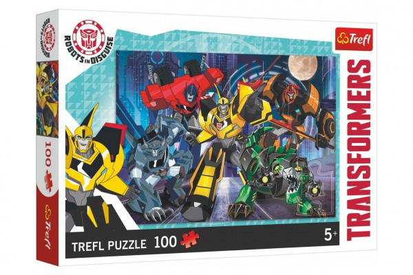 Puzzle Tím Autobotov/Transformers Robots in Disguise 100 dielikov 41x27,5cm v krabici 29x19x4cm