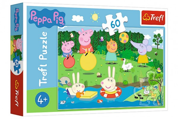 Puzzle Prasiatko Peppa/Peppa Pig Prázdninová zábava 33x22cm 60 dielikov v krabičke 21x14x4cm