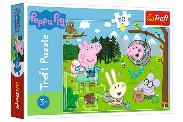 Puzzle Prasiatko Peppa / Peppa Pig Výlet do lesa 27x20cm 30 dielikov v krabičke 21x14x4cm