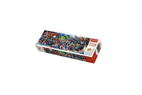 Puzzle panoramatické Marvelov svet/Join the Marvel Universe 1000 dielikov 97x34cm v krabici 40x13,5