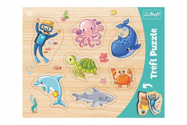 Vkladačka/Puzzle doskové obrysové zvieratká morský svet 37x29cm vo fólii