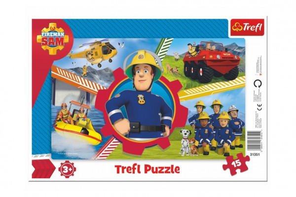 Puzzle doskové Požiarnik Sam 33x23cm 15 dielikov
