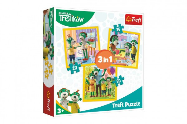 Puzzle 3v1 Rodina Treflíkov 20x19, 5cm v krabici 28x28x6cm