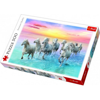 Puzzle Galopujące białe konie 500 sztuk 48x34cm w pudełku 40x27x4,5cm