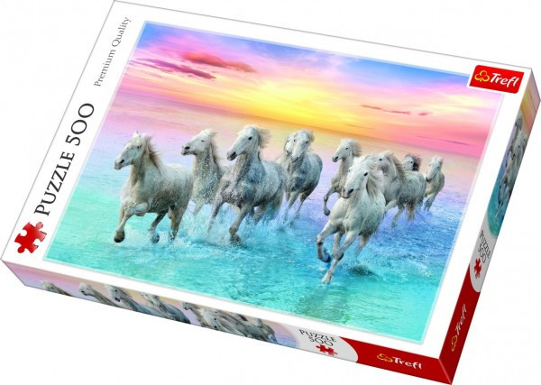 Puzzle Galopujące białe konie 500 sztuk 48x34cm w pudełku 40x27x4,5cm