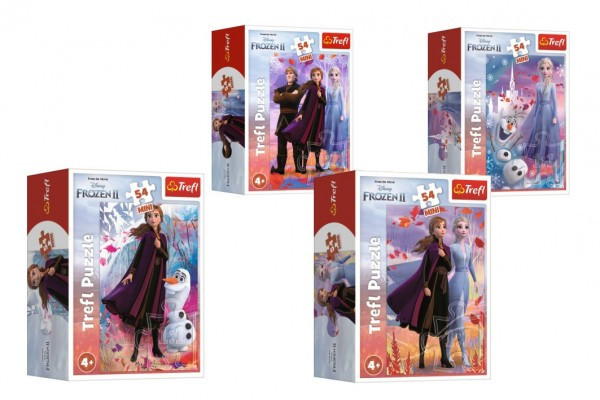 Mini puzzle 54 elementy Królestwo Lodu II/Frozen II 4 rodzaje w pudełku 6,5x9x3,5cm 40 sztuk w pudełku