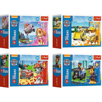 Minipuzzle miniMAXI 20 dílků Paw Patrol/Tlapková patrola 4 druhy v krabičce 11x8x4cm 24ks v boxu