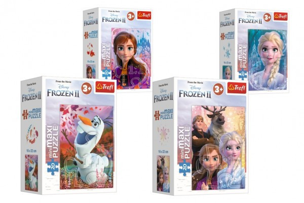 Minipuzzle miniMaxi 20 dílků Ledové království II/Frozen II 4 druhy v krabičce 11x8x4cm 24ks v b