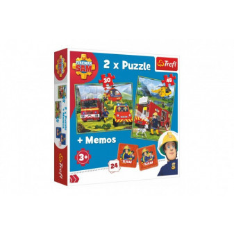 Puzzle 2v1 + pexeso Požárník Sam 27,5x20,5cm v krabici 28x28x6cm