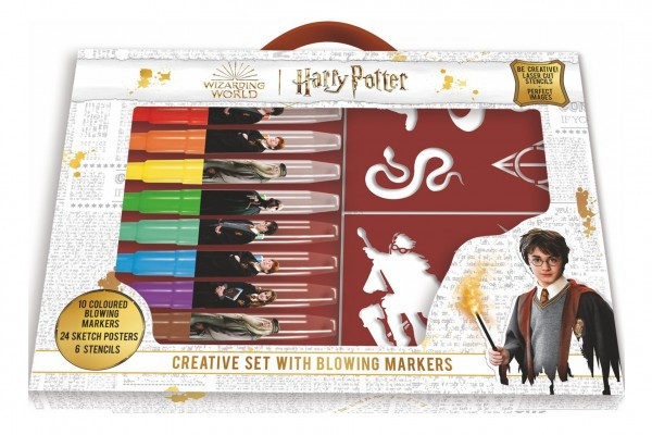Kreativní sada fixy foukací 10ks se šablonami Harry Potter v krabici 38x28cm