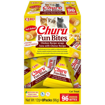 Cat Churu Fun Bites - Chicken Recipe wraps Tuna with Cheese Recipe 8x12g