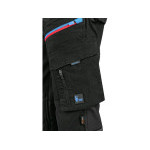 Spodnie CXS LEONIS, męskie, czarne z niebiesko-czerwonymi dodatkami, rozmiar 46