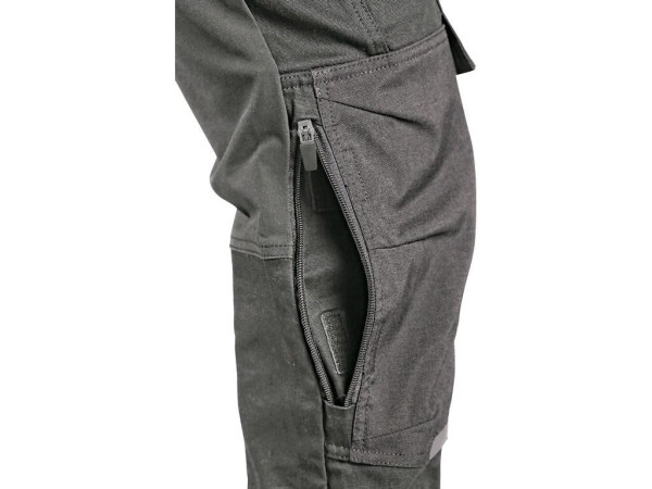 Spodnie CXS LEONIS, męskie, szare z czarnymi dodatkami