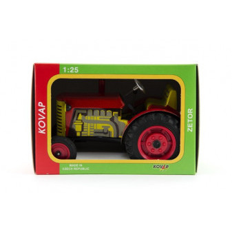 Traktor Zetor červený na kľúčik kov 14cm 1:25 v krabičke Kovap