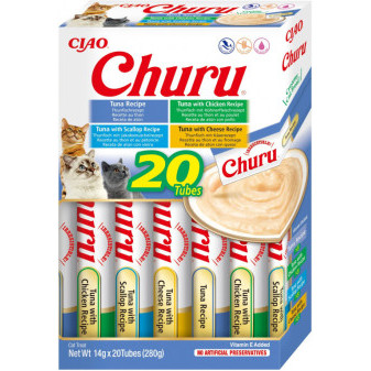 Churu cat masové pyré mix - tuňák 280g