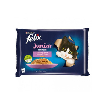 Kapsička Felix Fantastic multipack Junior kura a losos v želé 4x85g