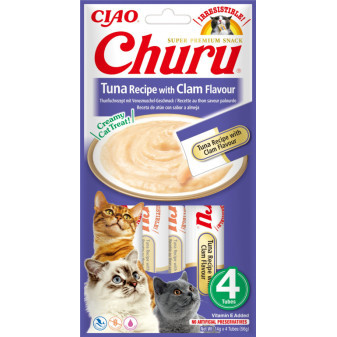 Churu cat masové pyré - tuňák, škeble 56g